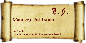 Némethy Julianna névjegykártya